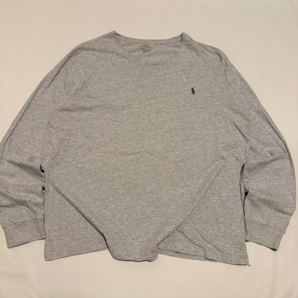 Polo Ralph Lauren Long Sleeve T-Shirt Mens XL Gray Embroidered Pony Crew Neck